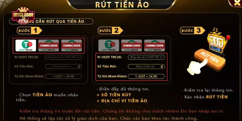 Hướng dẫn rút tiền Hit Club qua USDT hoàn toàn miễn phí