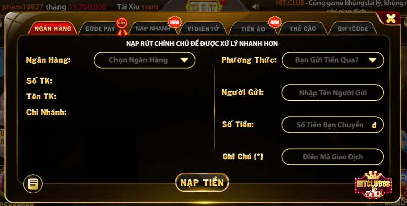 Nạp tiền vào cổng game