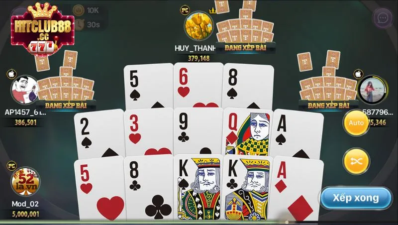 Hướng dẫn bet thủ thứ tự xếp bài trong game Mậu binh